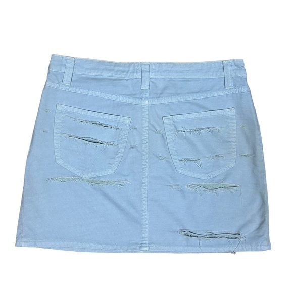 Dolce & Gabbana Denim A-Line Mini Skirt - Distressed - Light Blue - US 6 W28 IT4 - Picture 6 of 16